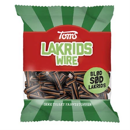 Toms Caramel & Black Licorice Bites (Lakrids Wire) 80g Bags (18 Pack)