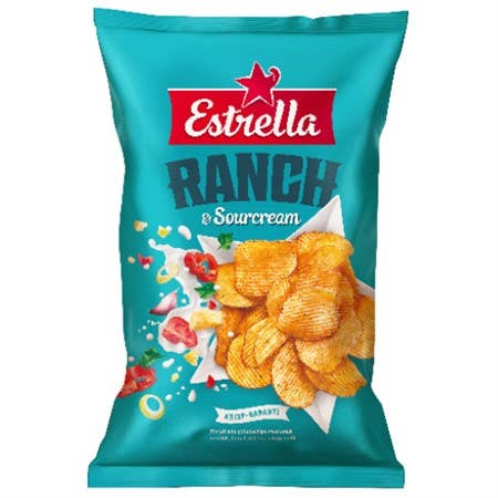 Estrella Ranch & Sour Cream Chips 175g Bags (February) (21 Pack)