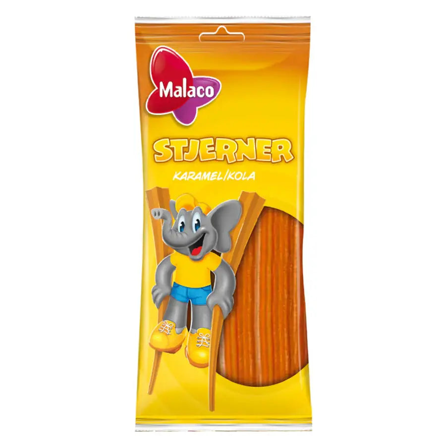 Malaco Swedish Caramel Licorice Straws (Stjerner) 92g Bag (24 Pack)