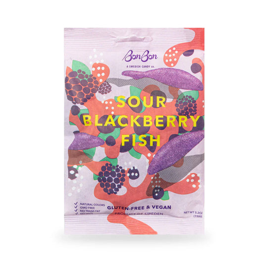 BonBon's Sour Blackberry Fish 150g (14 Pack)