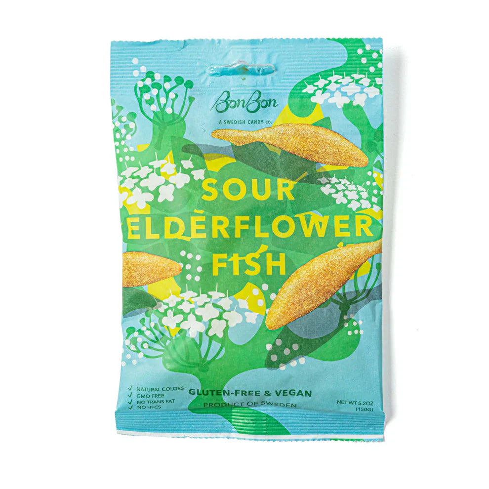 BonBon's Sour Elderflower Fish 150g (14 Pack)