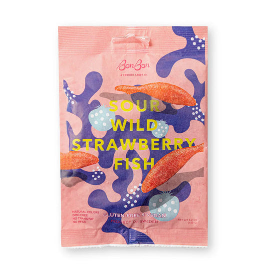 BonBon's Sour Wild Strawberry Fish 150g (14 Pack)