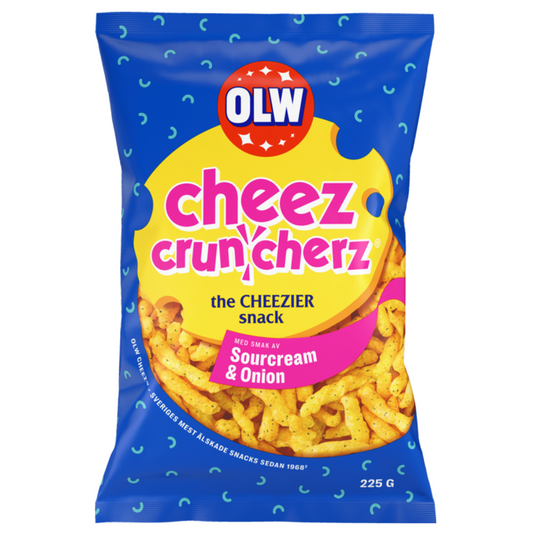 OLW Cheez Cruncherz Sour Cream & Onion 225g Bags (February) (21 Pack)