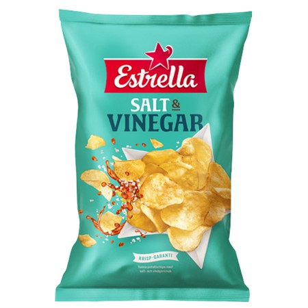 Estrella Salt and Vinegar Chips 175g Bags (February) (21 Pack)