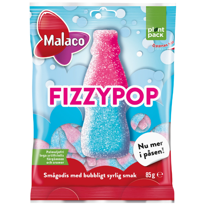 Malaco Swedish Fizzypop 85g Bags (28 Pack)