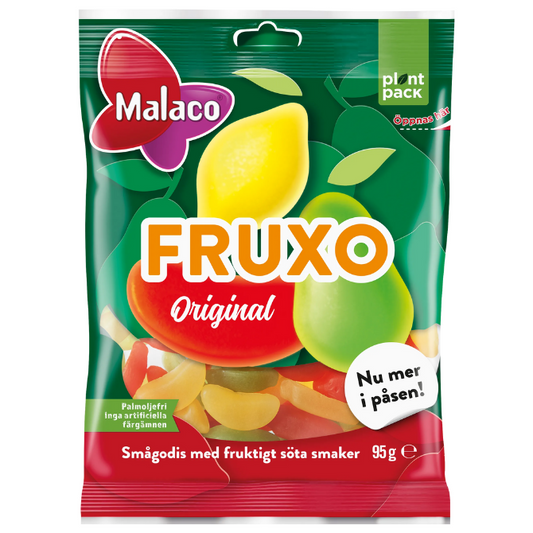 Malaco Swedish Fruxo Gummies Original 80g Bag (28 Pack)