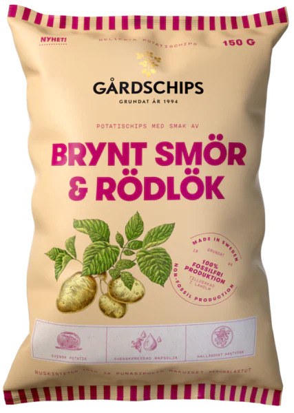 Gardschips Brown Butter & Red Onion Chips 150g Bags (February) (10 Pack)