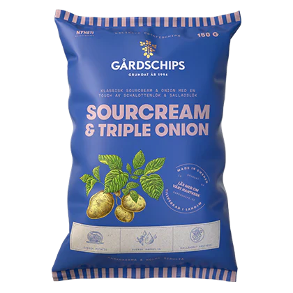 Gardschips Sour Cream & Triple Onion Chips 150g Bags (February) (10 Pack)