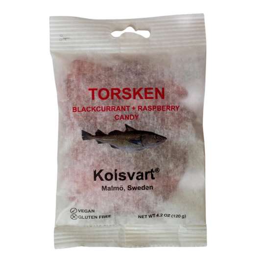 Kolsvart Blackcurrant & Raspberry Gummy Swedish Fish 4.2oz Bag (15 Pack)