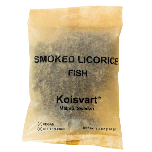 Kolsvart Smoked Licorice Swedish Fish 4.2oz Bag (15 Pack)