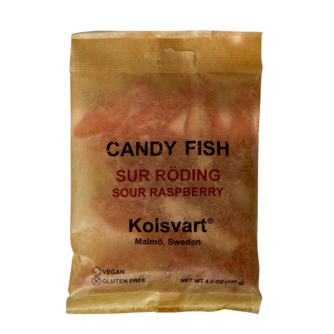 Kolsvart Sour Raspberry Gummy Swedish Fish 4.2oz Bag (15 Pack)