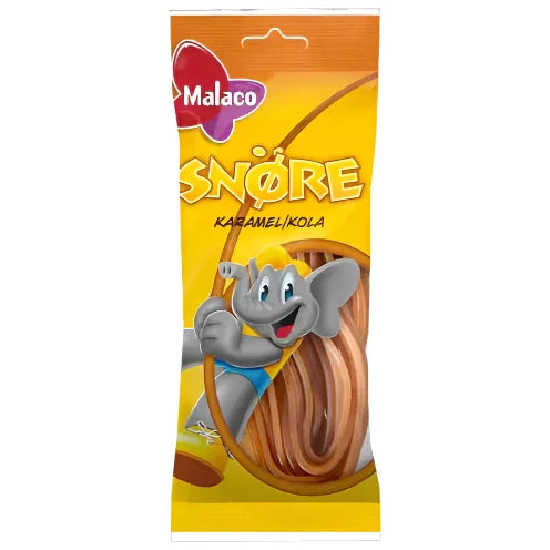 Malaco Swedish Caramel Licorice (Snöre Karamel) 94g Bag (24 Pack)