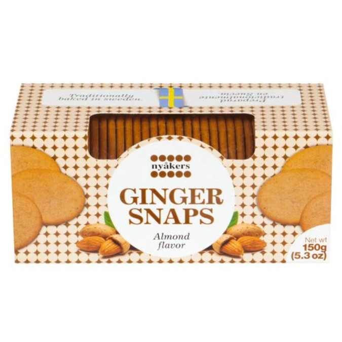 Nyakers Almond Gingersnaps 5.3oz Boxes (12 Pack)